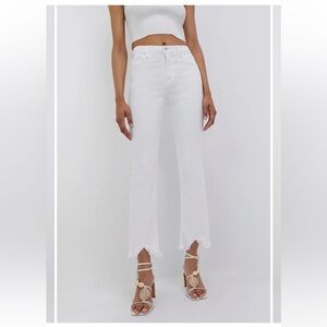 SIMKHAI River High-Rise Straight-Leg Frayed Denim Jeans